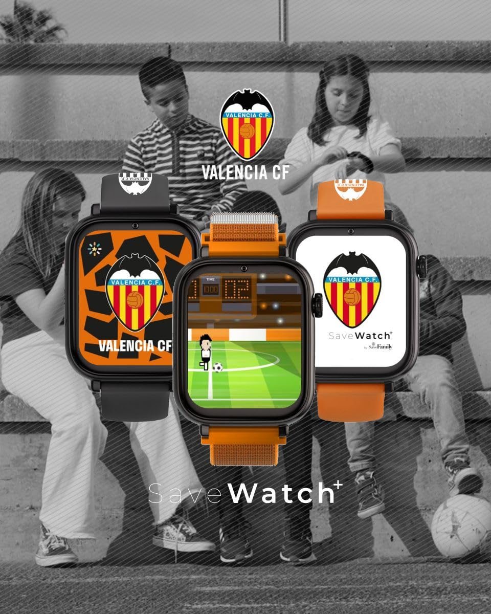 SaveFamily SaveWatch Plus 4G Edizione Valencia CF | Orologio Intelligente Bambino con Localizzatore GPS, Chiamata, Video, WhatsApp, Musica, Bluetooth, App Store | SIM inclusa - Cinturino in tessuto