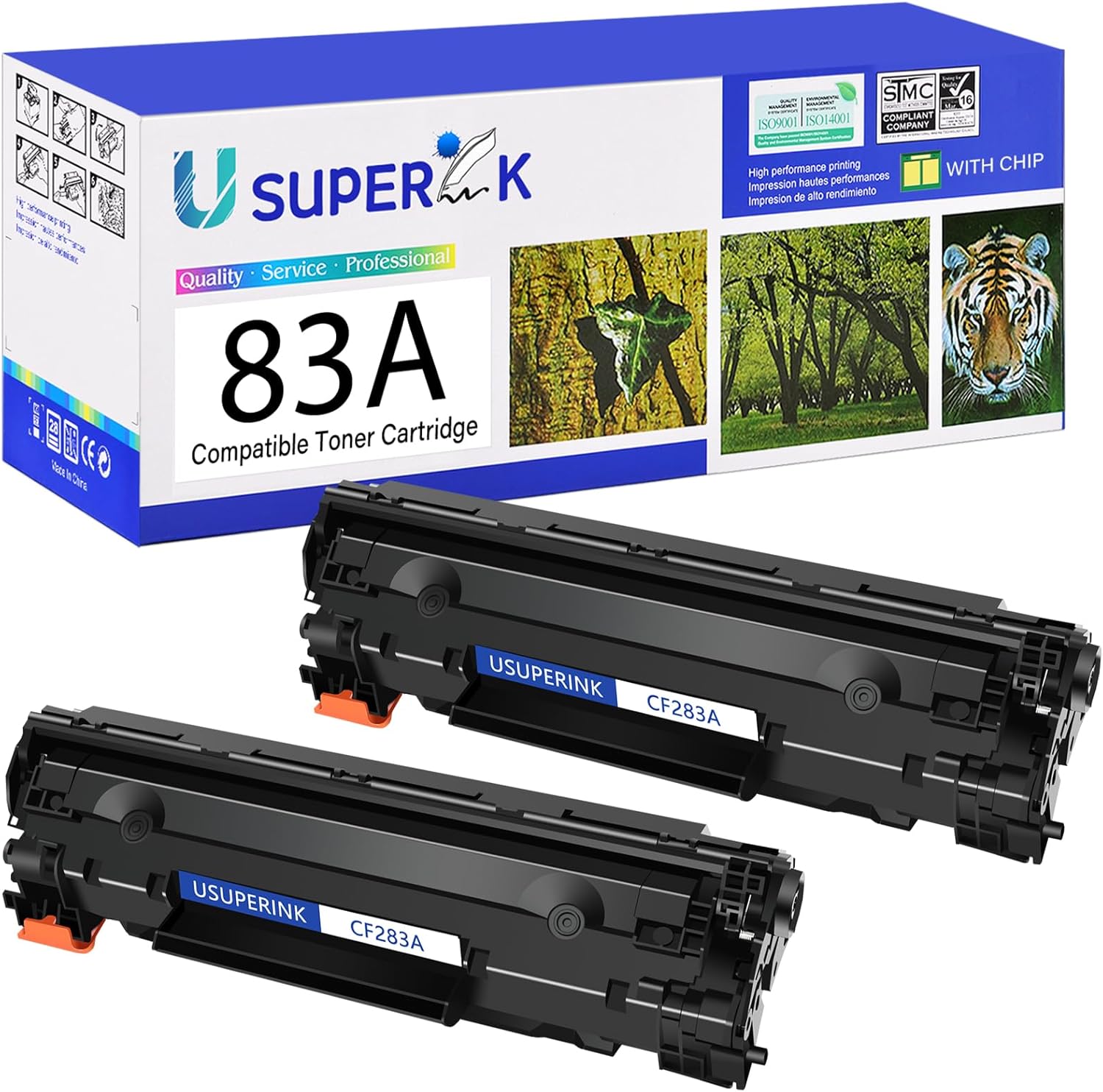 USUPERINK 83A Toner Cartridge Black Compatible Replacement for HP 83A CF283A Toner Cartridge Work with LaserJet Pro MFP M125nw M201dw M201n M225dw M127fw M127fn M125a Printer,2-Pack