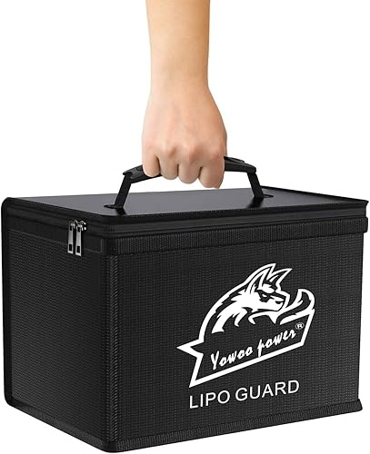 Miniatura 7 de Yowoo Lipo Safe Bag - Protector de batería LiPo ignífugo a prueba de explosiones, gran espacio altamente resistente doble cremallera para