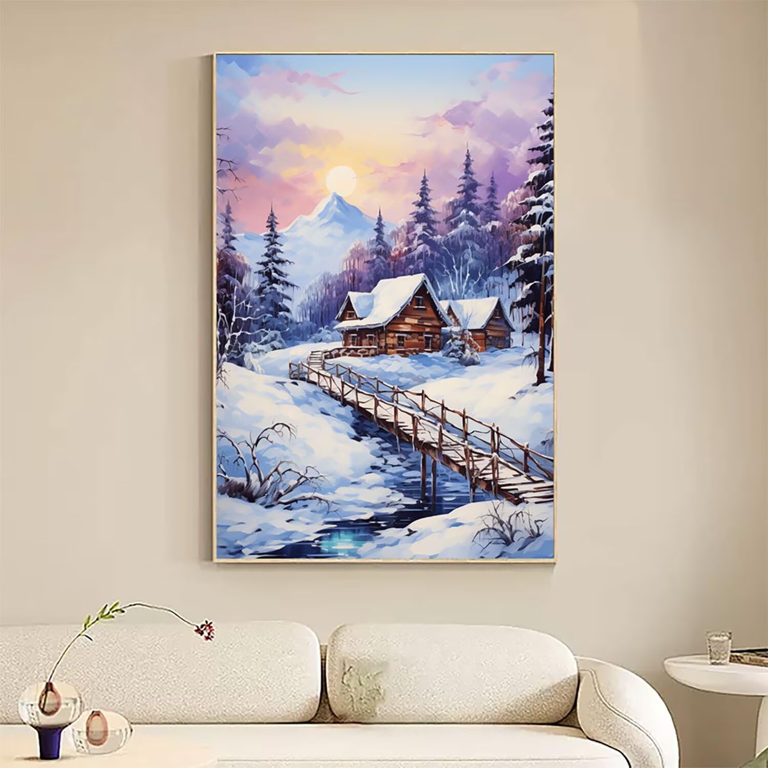 Malowanie diamentami duży rozmiar 140 x 100 cm, DIY 5D malowanie diamentowe zima diamenty kryształowe artystyczne rysunki z koralikami do przyklejania, DIY drzewo diamentowe malowanie dla dorosłych