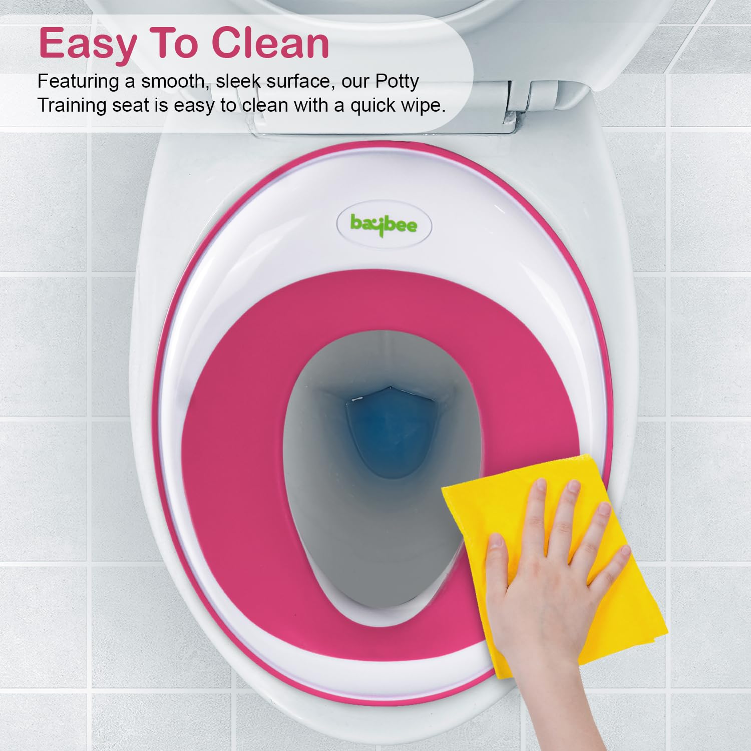 Baybee Baby Potty Training Seat for Kids, Western Toilet Potty Ring with Soft cushion seat with Handle, Fits Round & Oval Toilets, Non Slip with Splash Guard Potty Seat (Bliss Pink-II) 1