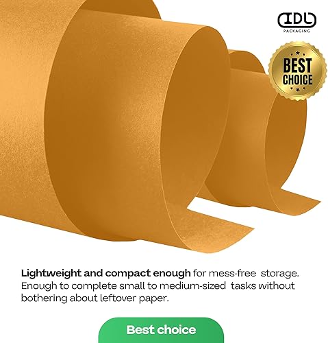 Miniatura 7 de Rollo de papel kraft naranja 48" x 1200" (100 pies) con cortador - Papel para envolver regalos fabricado en EE. UU. para embalaje, mudanza, envío y