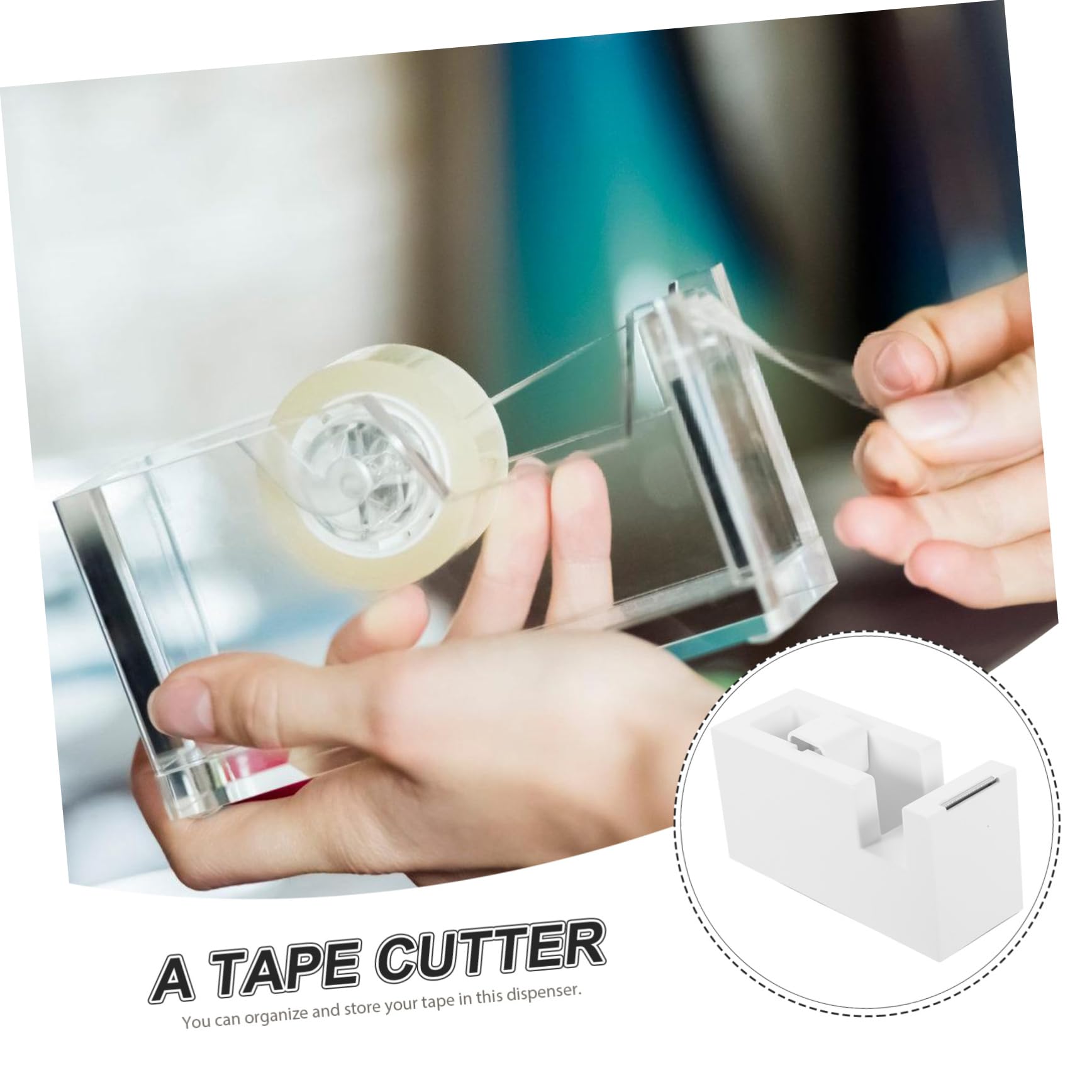 Gadpiparty 4 Pezzi distributore di nastro scrivania porta nastro Titolare cucina Cutter distributori di nastro distributore di nastri da scrivania AbS bianca