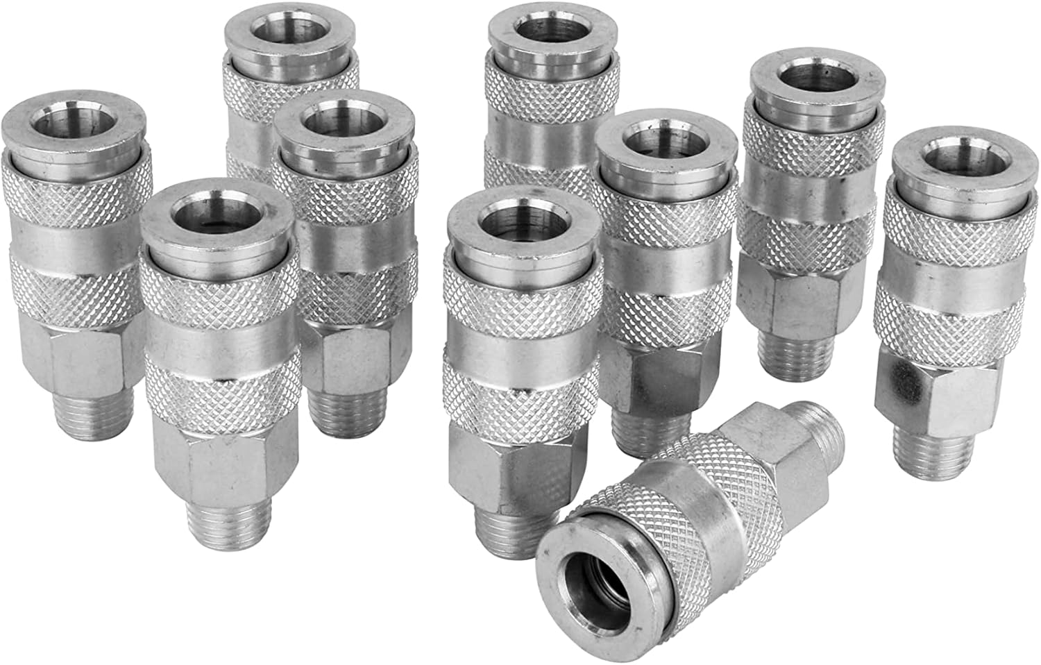 Milton 765ST 1/4" MNPT High Flow (V-Style) Quick-Connect Steel Coupler -Box of 10