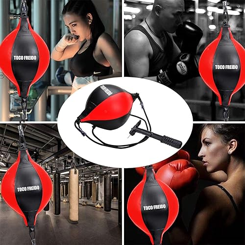 Miniatura 12 de TOCO FREIDO Bola de boxeo de doble extremo, bolsa de velocidad con niveles de dificultad Pelota refleja de boxeo con diadema, perfecta para 3 reflex