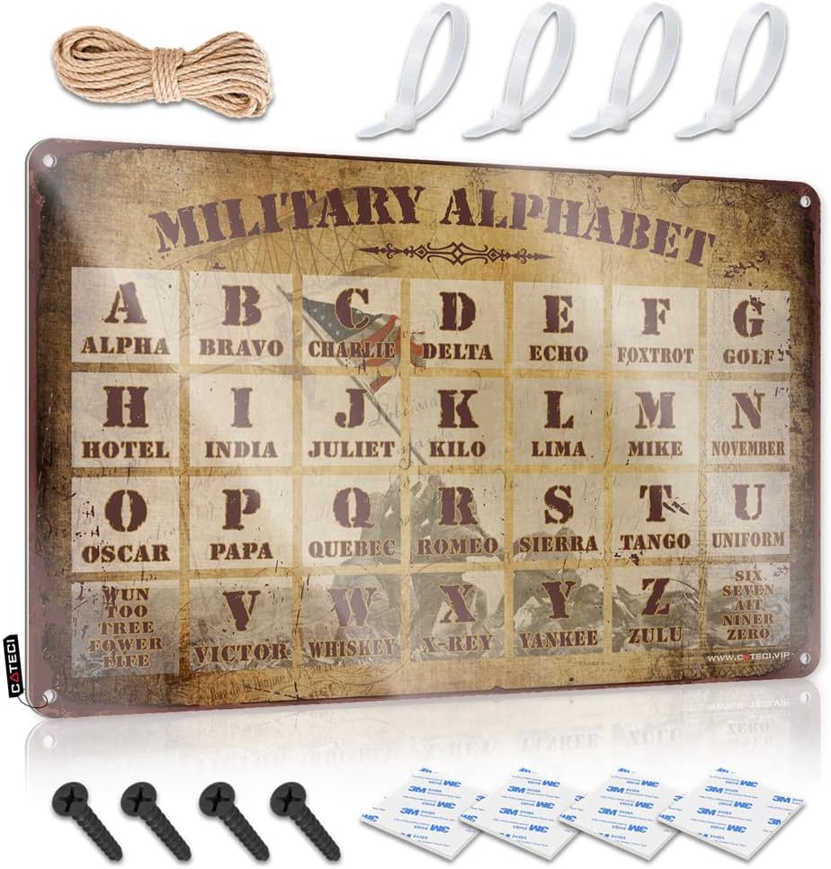 Bar Stuff For Man Cave Military Alphabet Sign