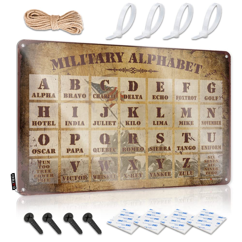 HELIOFORGE Bar Funny Signs Military Alphabet Sign Boys Room Decor Teenager Metal Bar Signs(30X40CM)