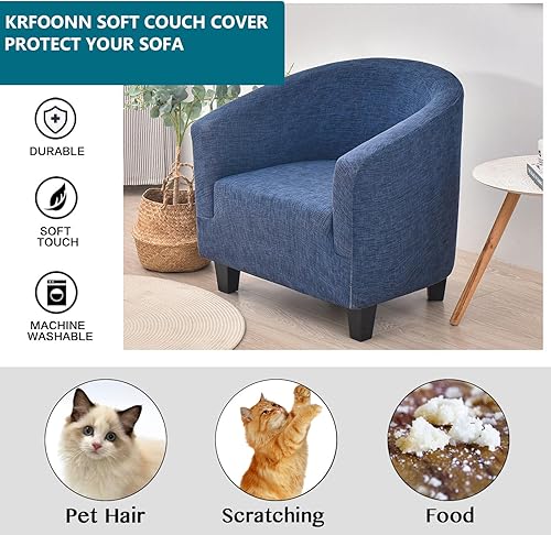 Miniatura 5 de KRFOONN Funda para silla de club, funda elástica estampada para silla de bañera, funda extraíble para sofá, funda de elastano para silla de barril,