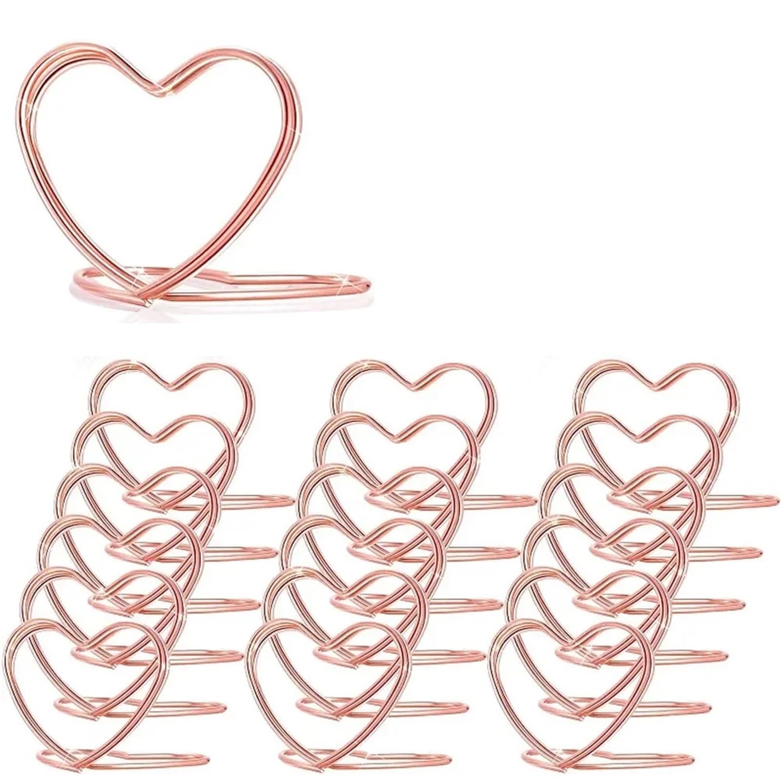 GOXQIT 50pcs Metal Memo Holders Heart Triangle Table Place Card Holder Photo Clip Stand Wedding Party Banquet Message For Party(Color 3)