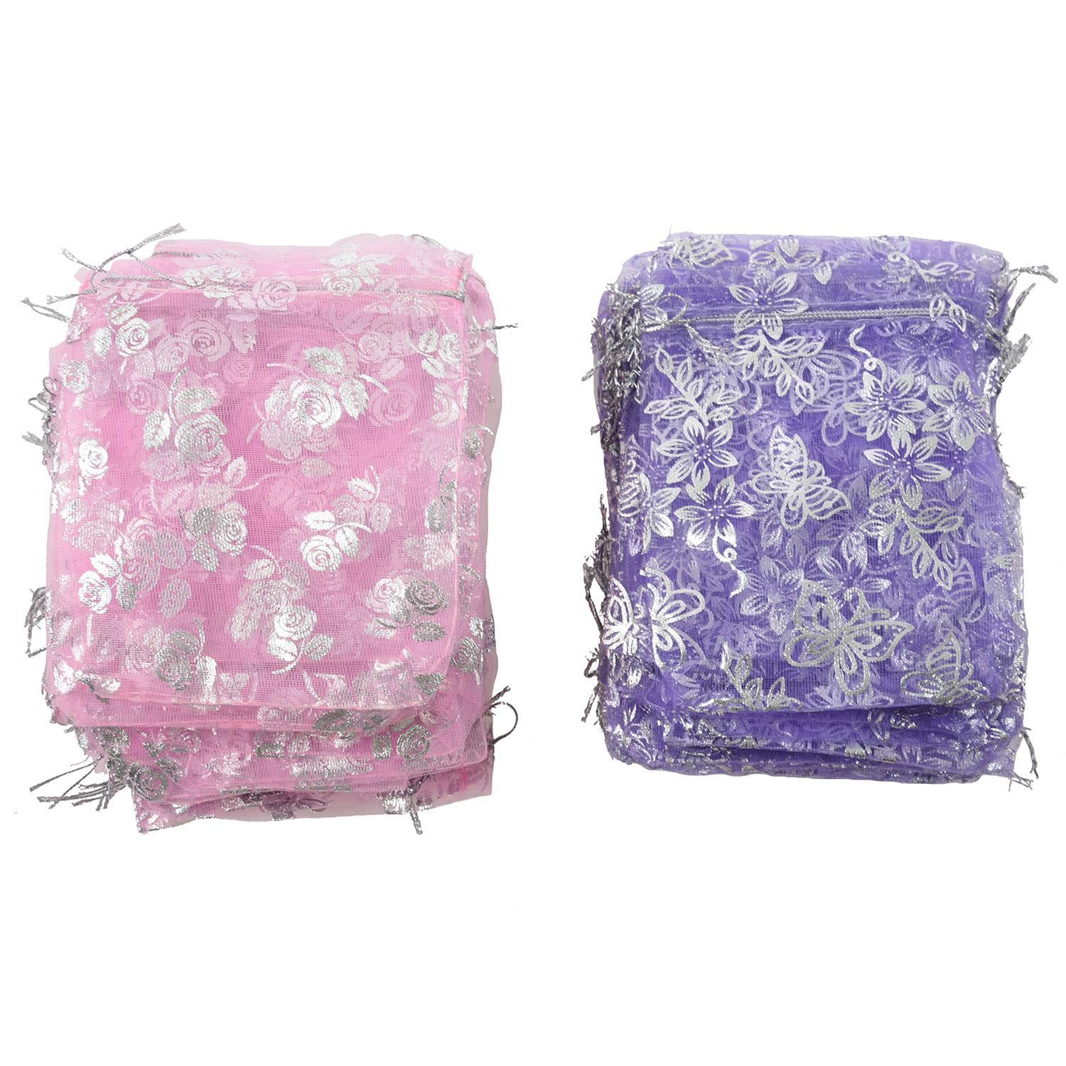 Whalin Pack of 100 Mixed Organza Bags Gift Wedding Sweets Grain Jewellery Bags