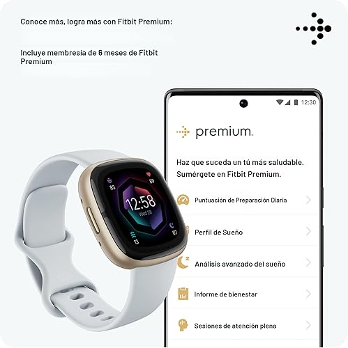 Vista 6 de Fitbit Sense 2 reloj inteligente avanzado de salud y fitness con herramientas para manejar el estrés y el sueño, aplicación ECG, SpO2, frecuencia