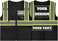 Vista 9 de Chaleco de seguridad reflectante de malla con logotipo personalizado con cremallera Chaleco de alta visibilidad para construcción al aire libre Ropa
