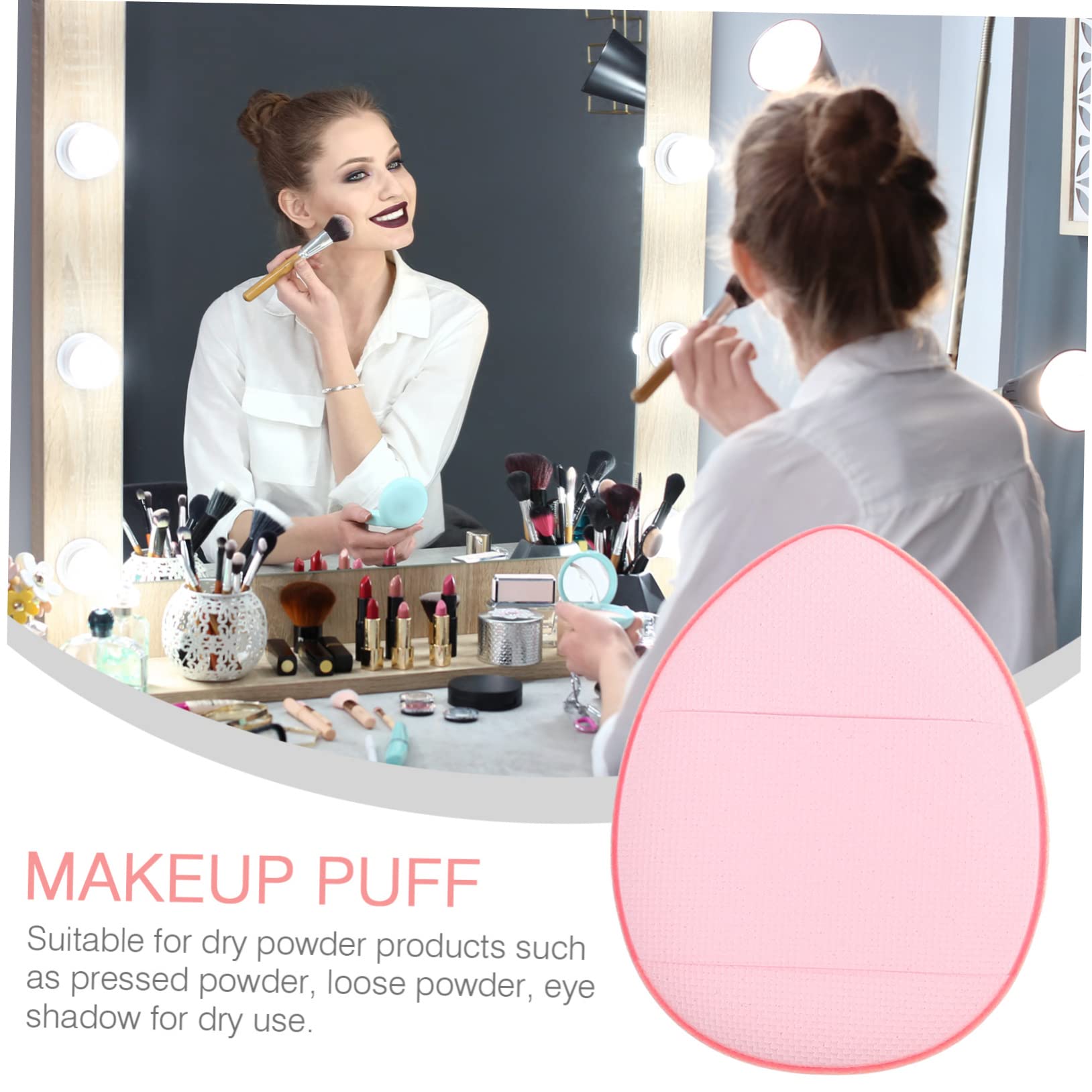 FRCOLOR 60pezzi Mini Spugne Per Trucco Puff Per Polvere Fissante Applicatore Per Viso Con Manico Per Uso Secco e Facile Trasporto