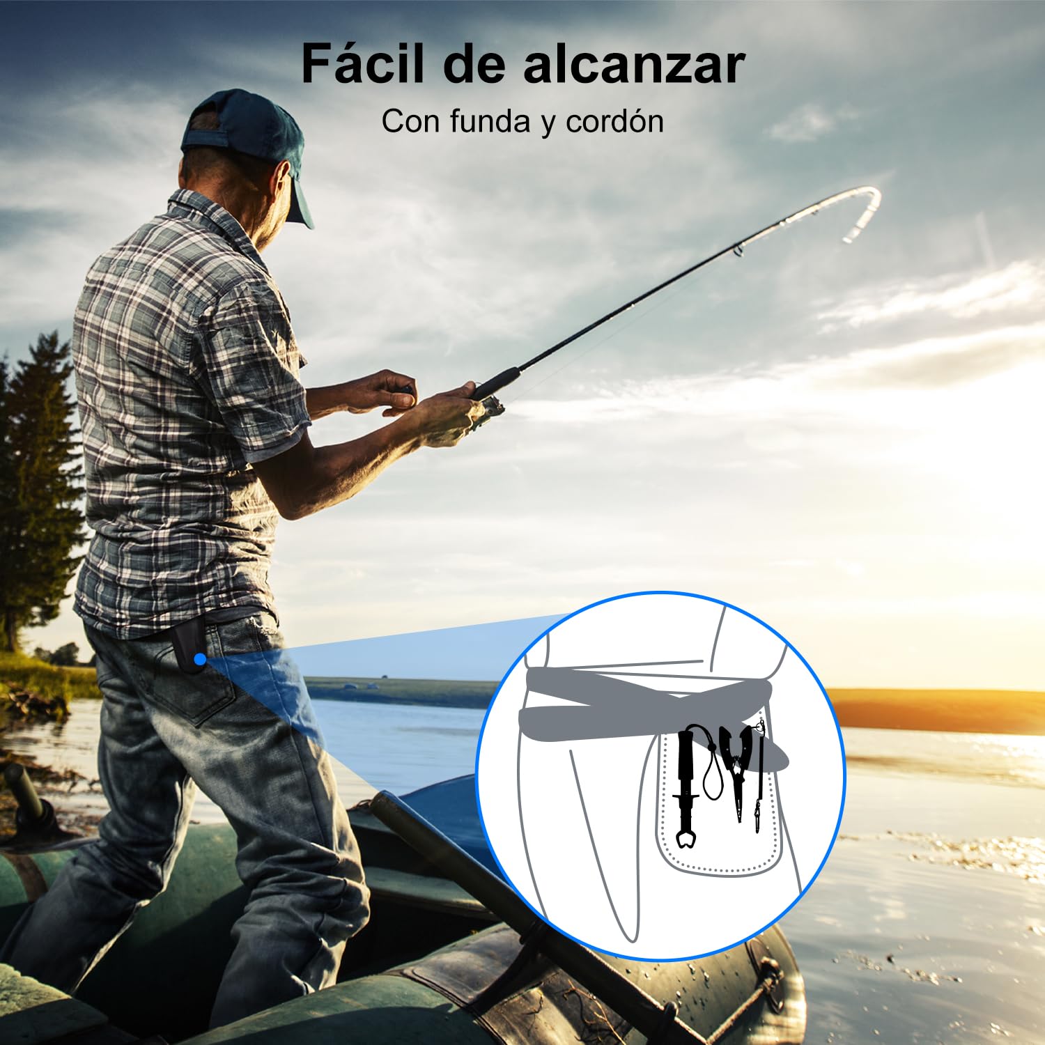 J&D Pesca Pinzas y Pescado Labios Pinza Fije, Multifuncional Acero Inoxidable Pesca Pinzas Marcha Atrás Gancho Portero Herramientas con Seguridad Tipo de Bobina con Fundas y Atadura, Negro