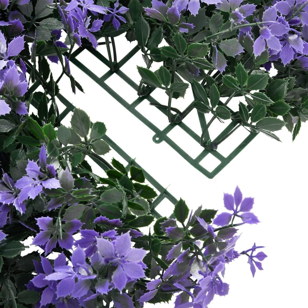 Mangloder - 24 hojas artificiales de polietileno para jardín, terraza, balcón, patio, invernadero, decoración, fácil mantenimiento, 24 unidades, color lila