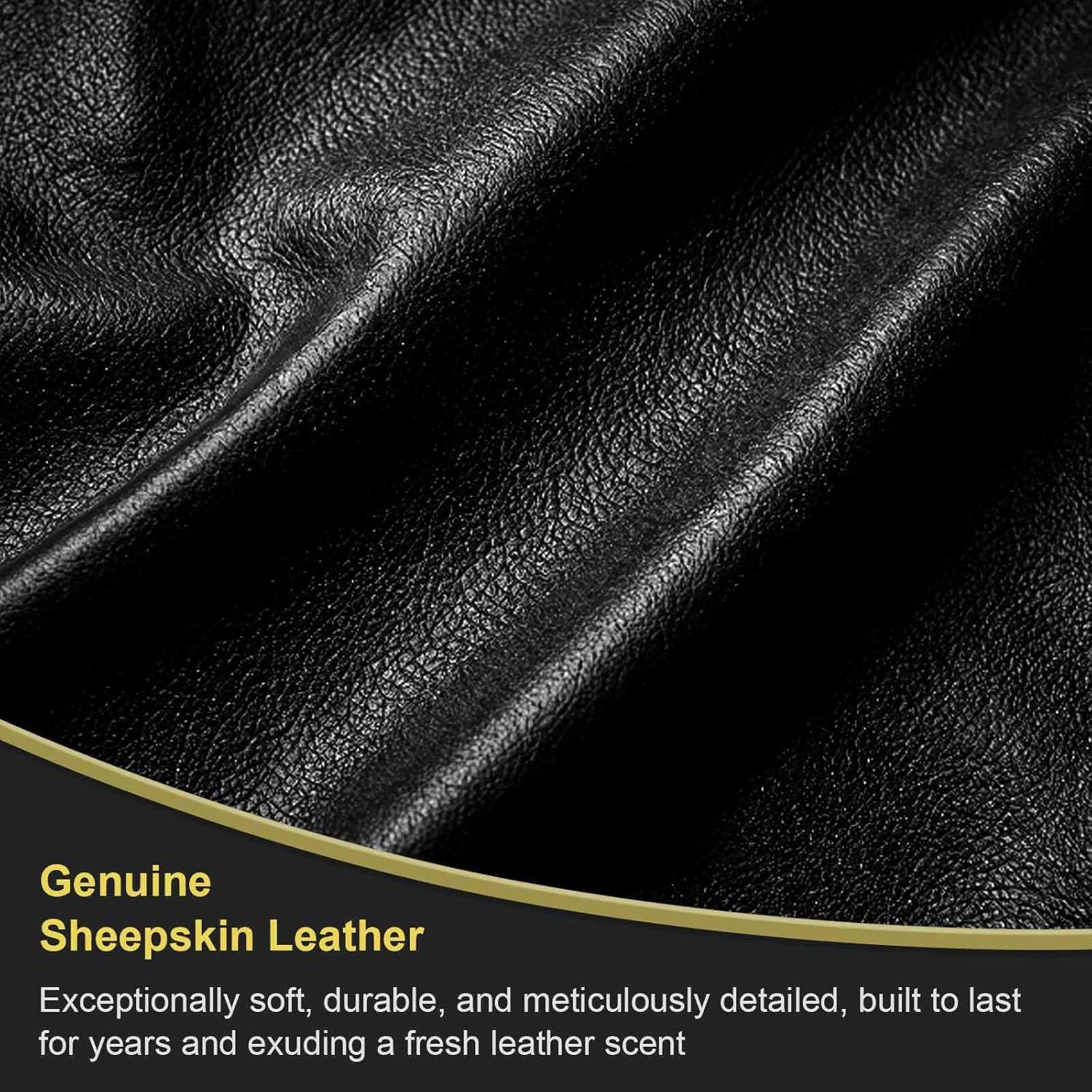 Mens Winter Gloves: Touchscreen Wool Lined Thermal Leather Gloves, Warm Gift for Father, Husband - Black - Image 3