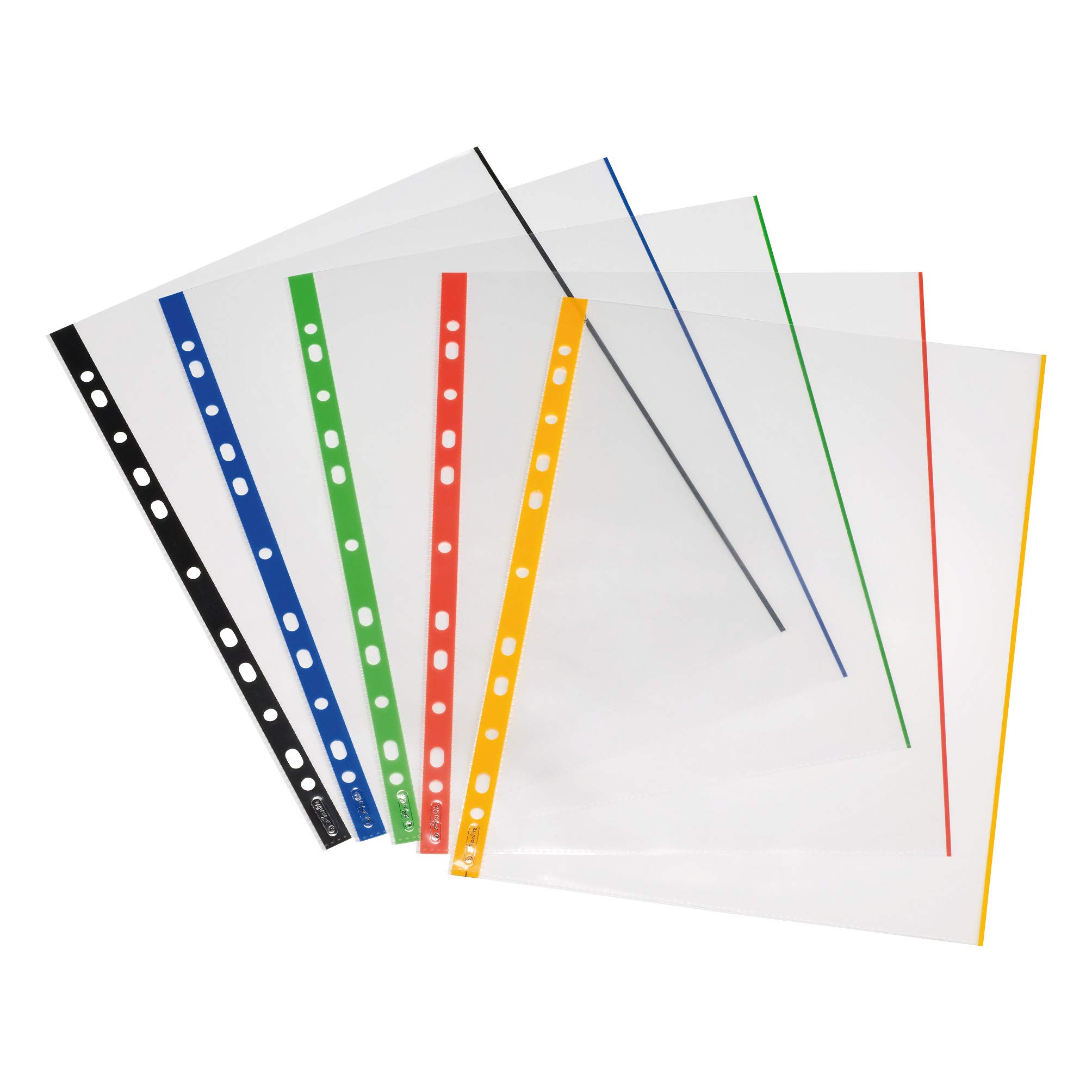 Herlitz 10914414 Prospekthülle A4 glasklar mit farbigem Rand 400er Packung, 0,07 mm