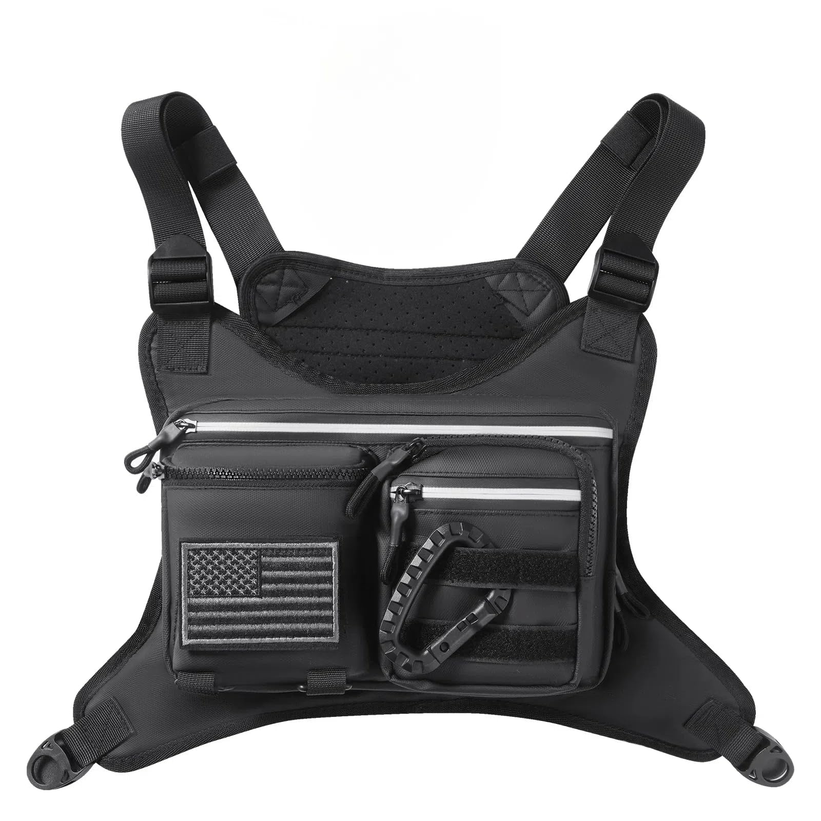Chest Bag For Men,Water Resistant Chest Pack,Running Vest With BIG Storage for Running,Cycling,Hiking,Black