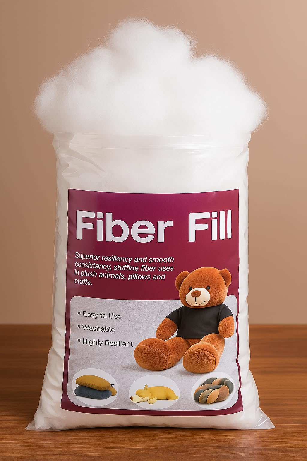 IMSMARTMART Premium Polyester Fiber Fill, Washable Stuffing for Cushions, Pillows, Soft Toys, Non-Allergenic (200 Gram)-image-32