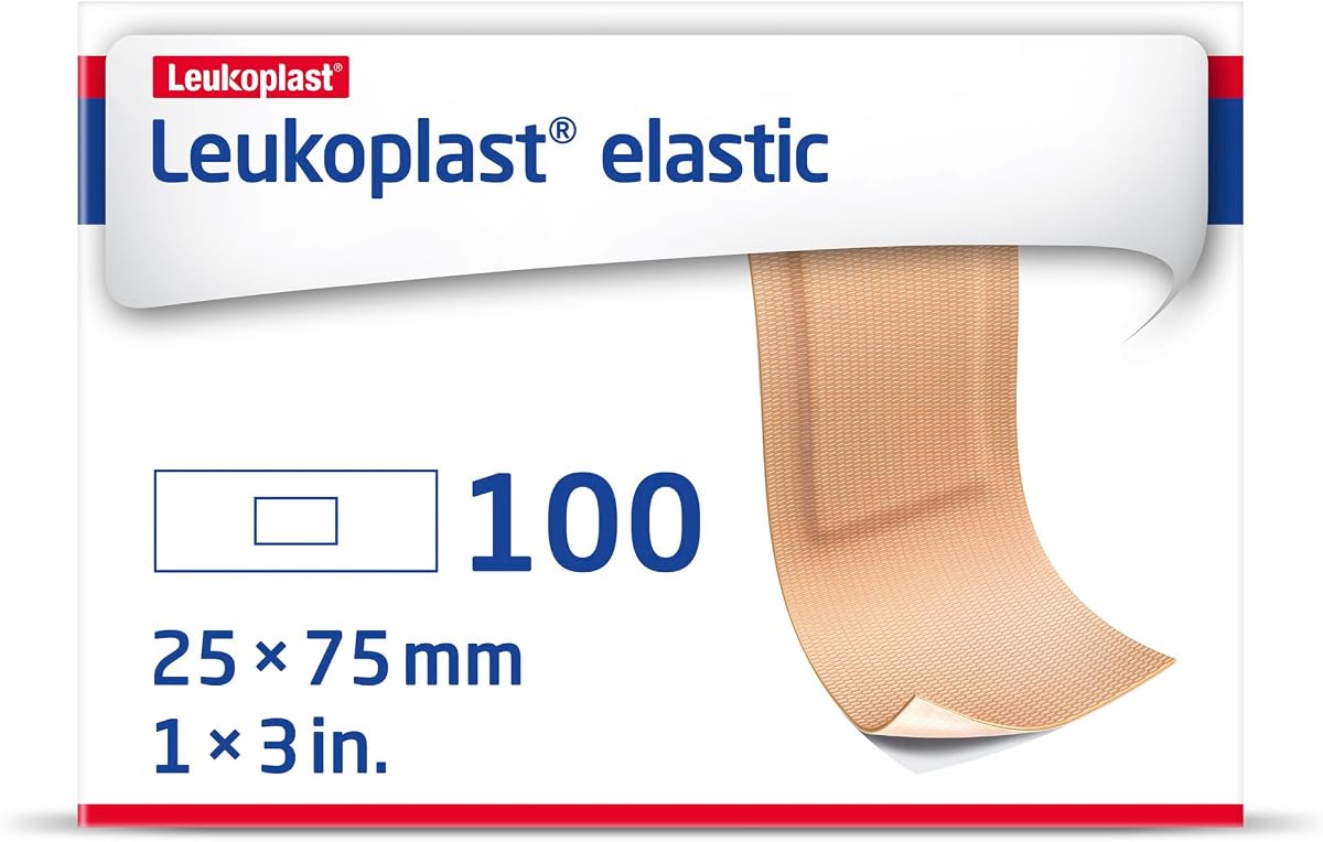 Vendas adhesivas de tela elástica Leukoplast, tira, 1 x 3 pulgadas, caja de 100
