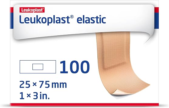 Leukoplast Elastic Fabric Adhesive Bandages, Strip, 1 x 3 in., Box of 100