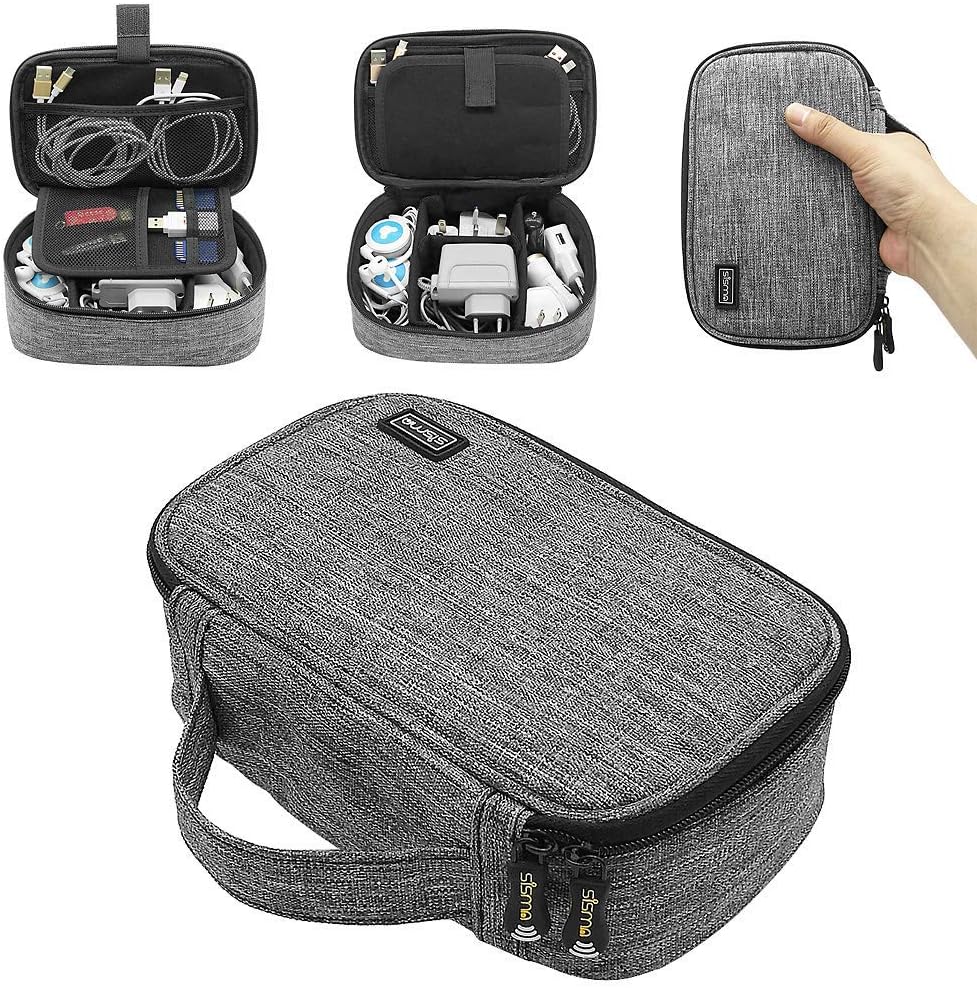 Sisma Travel Cords Organizer Universal Small Electronic Accessories Carrying Bag for Cables Adapter USB Sticks Leads Memory Cards, Gray