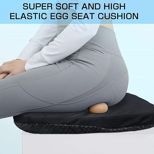 Miniatura 4 de Cojín de asiento de gel, cojín de asiento para silla de oficina con funda antideslizante, diseño ergonómico y transpirable de panal de abeja, alivio