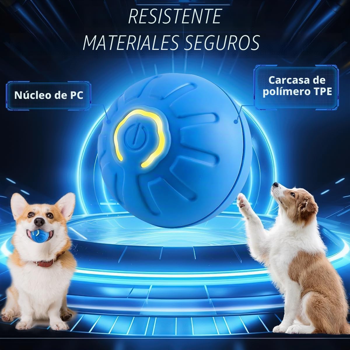 Pelota Interactiva para Perros, Pelota Rodante Automática, Juguete Divertido y Recargable para Perros, Gatos y Gatitos — para Uso en Interiores y Exteriores