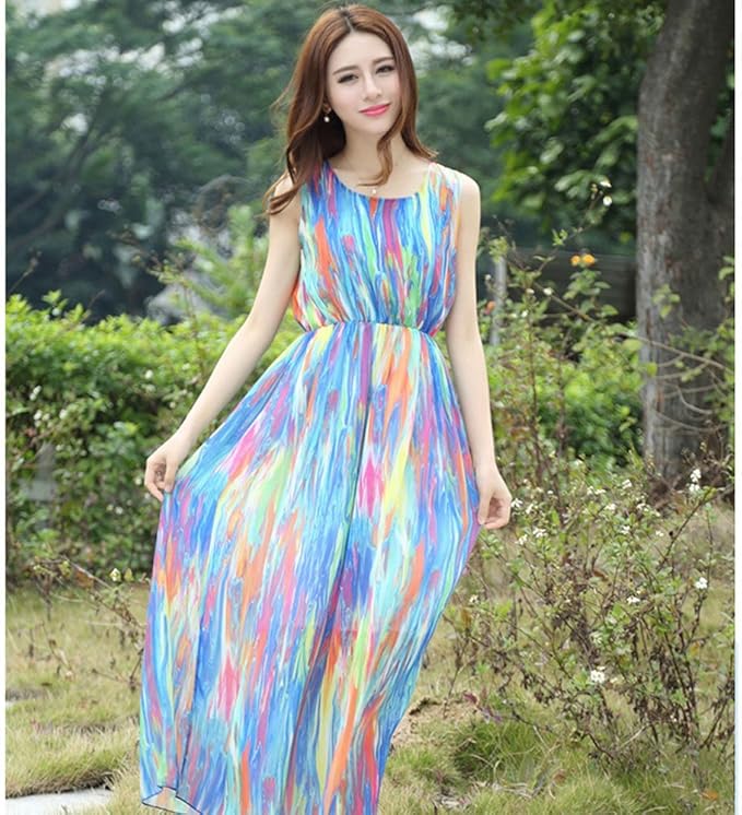 Amazon Co Jp ノーブランド品 恋する セレブ 風 マキシ 丈 モテかわ ワンピース 裏地 付 モテキュート リゾート ロング ノースリーブ ワンピ ドレス シフォン 春 夏 レディース ピンク ブルー 青 服 ファッション小物