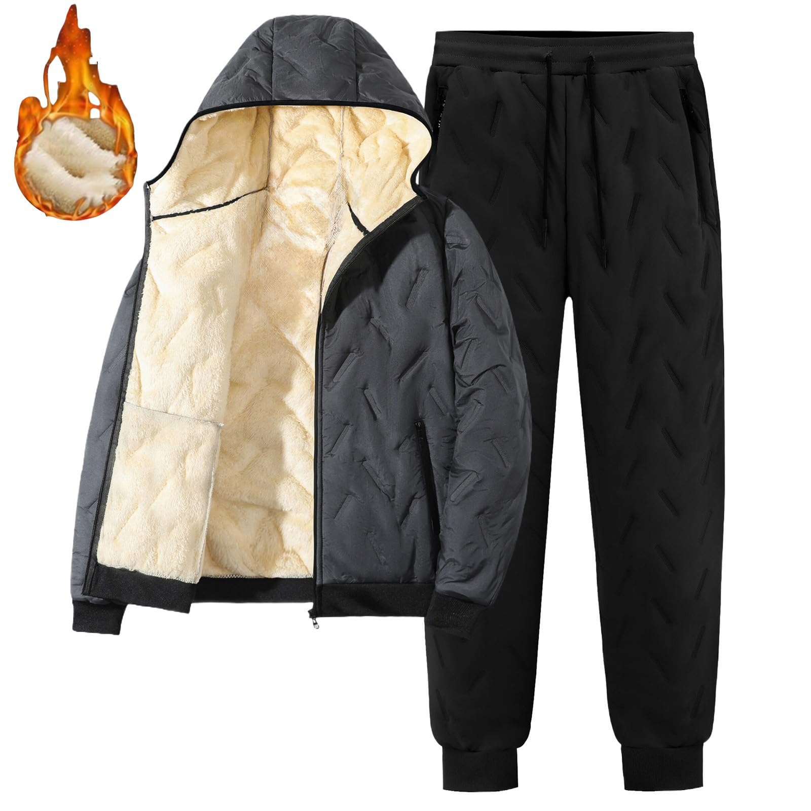 Survêtement d'hiver pour homme, veste zippée et jogging pour homme