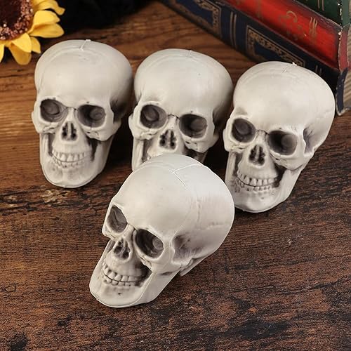 Miniatura 7 de DECHOUS 8 cabezas de calavera de Halloween de plástico cráneos de esqueleto realistas de Halloween a granel, cabezas de esqueleto de 5 pulgadas,