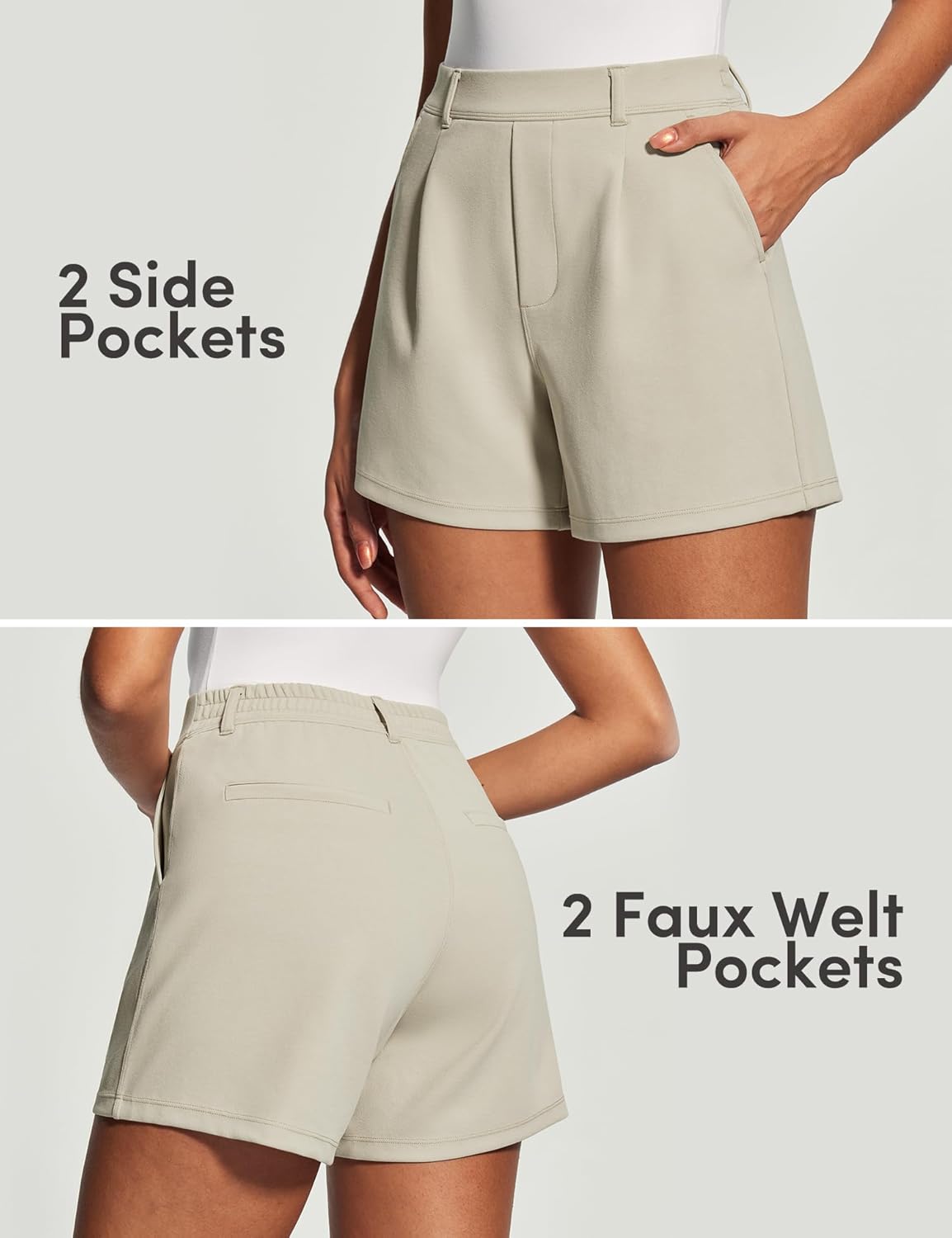 IUGA Womens Dress Shorts for Women High Waisted Trouser Summer Business Womens Dressy Casual Pleated Wide Leg Shorts - Image 4