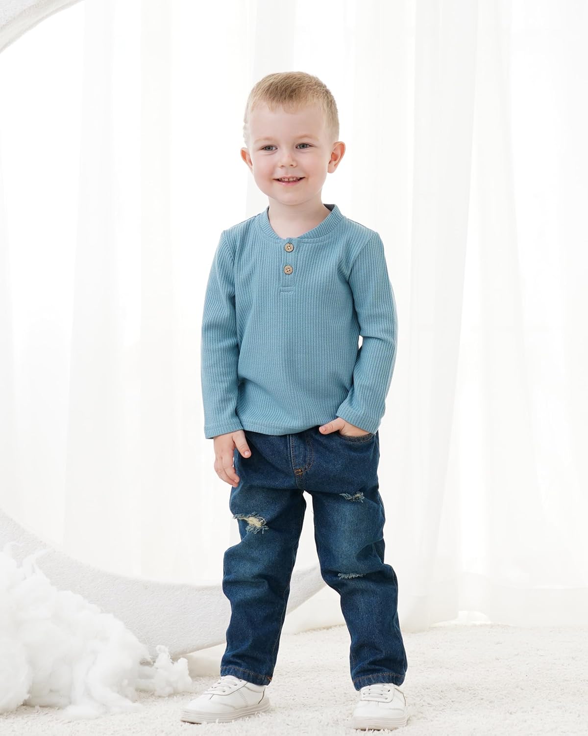 Toddler Baby Boy Clothes Infant Boys Outfits Sweatshirt Pullover Top Denim Pants Clothing Sets - Image 2
