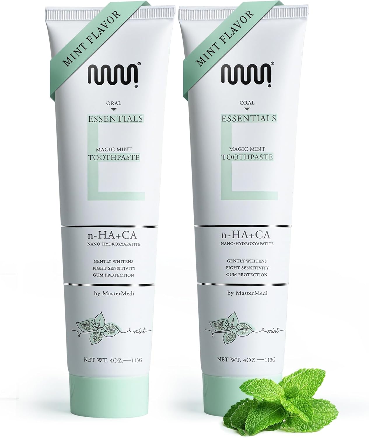 MasterMedi Fluoride Free Toothpaste, Nano Hydroxyapatite, SLS Free, Teeth Whitening, Sensitive Teeth Relief, Natural Mint Flavor for Oral Care Pack of 1 (Pack of 2)