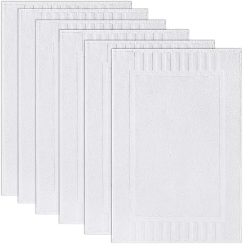 Miniatura 1 de White Classic Paquete de 6 toallas de baño, 20 x 30 pulgadas, suaves, absorbentes, antideslizantes, juego de alfombras de lino de algodón, ideal