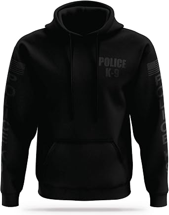 13Fifty 13FA POLICE K9 Utility Hoodie - USA Patriotic Apparel - 100% Polyester for Odor Free, Moisture-Wicking Quick Dry Comfort.