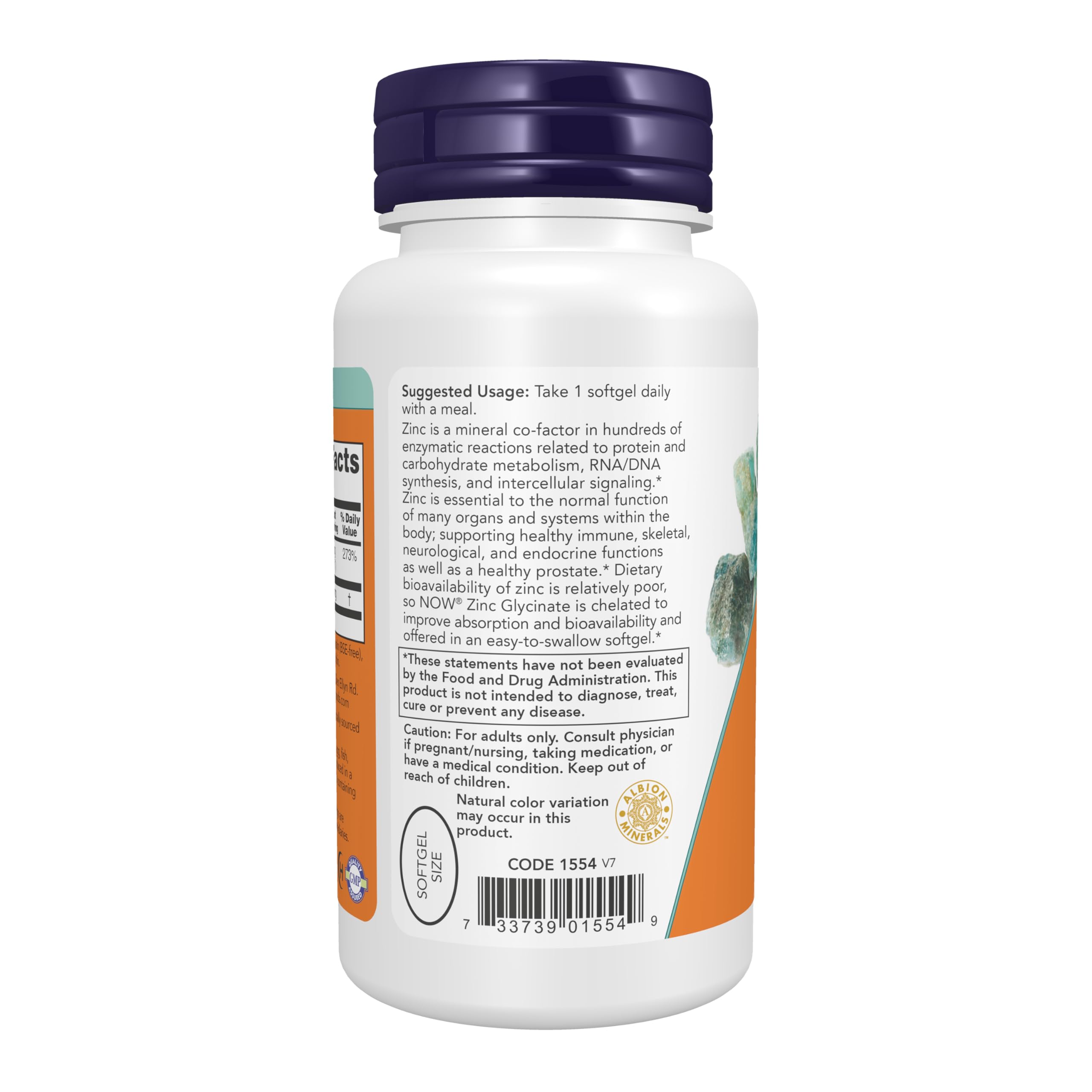 NOW Supplements, Zinc Glycinate with 250 mg Pumpkin Seed Oil, 120 Softgels — Amazon image 3
