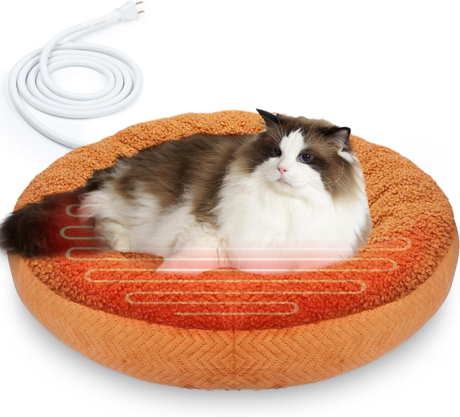 AUPETEK Heated Cat Beds for Indoor Cats Round Warming Cat Beds Super ...
