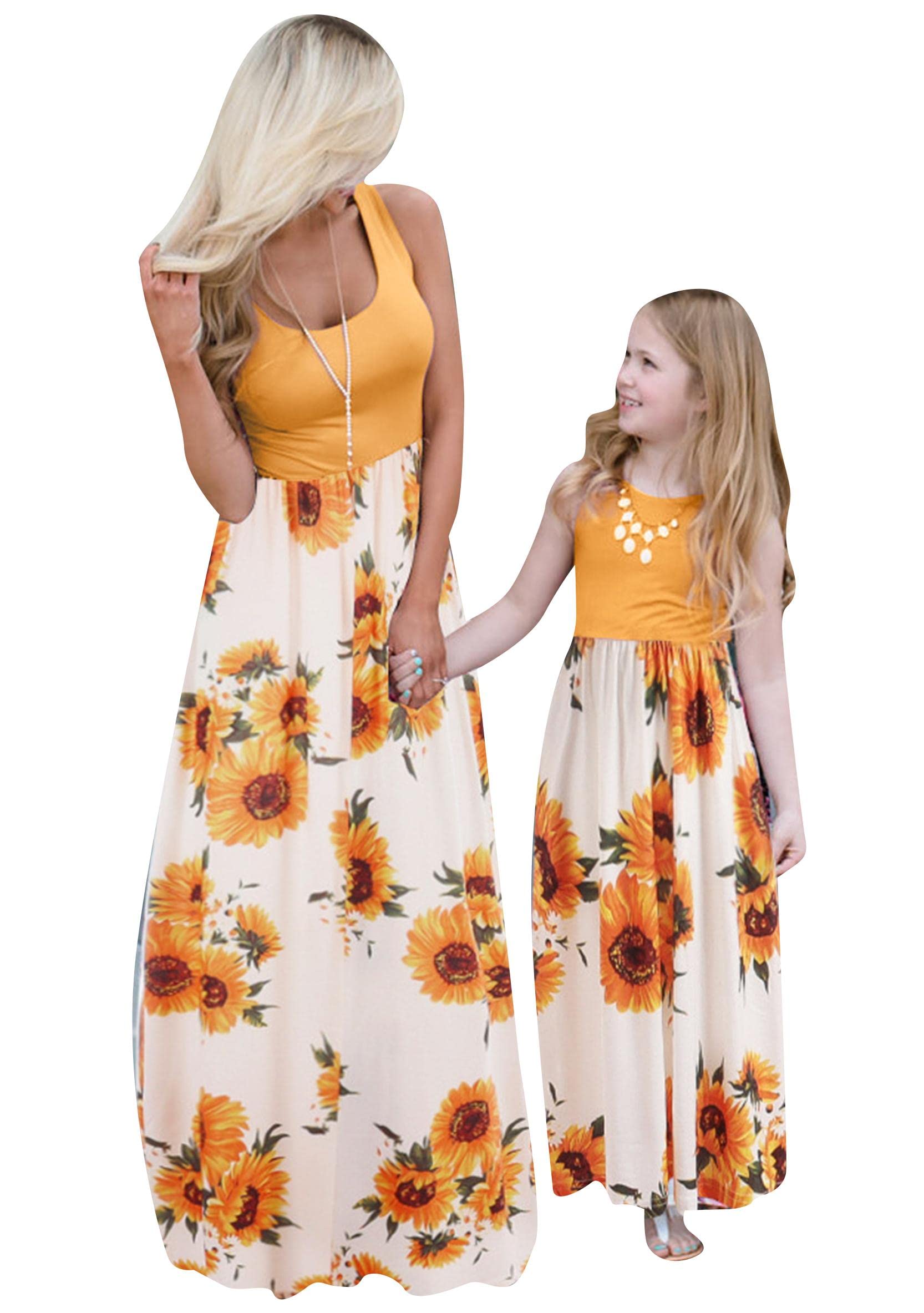 Summer Cute Mommy and Me Boho Chevron Maxi Dress