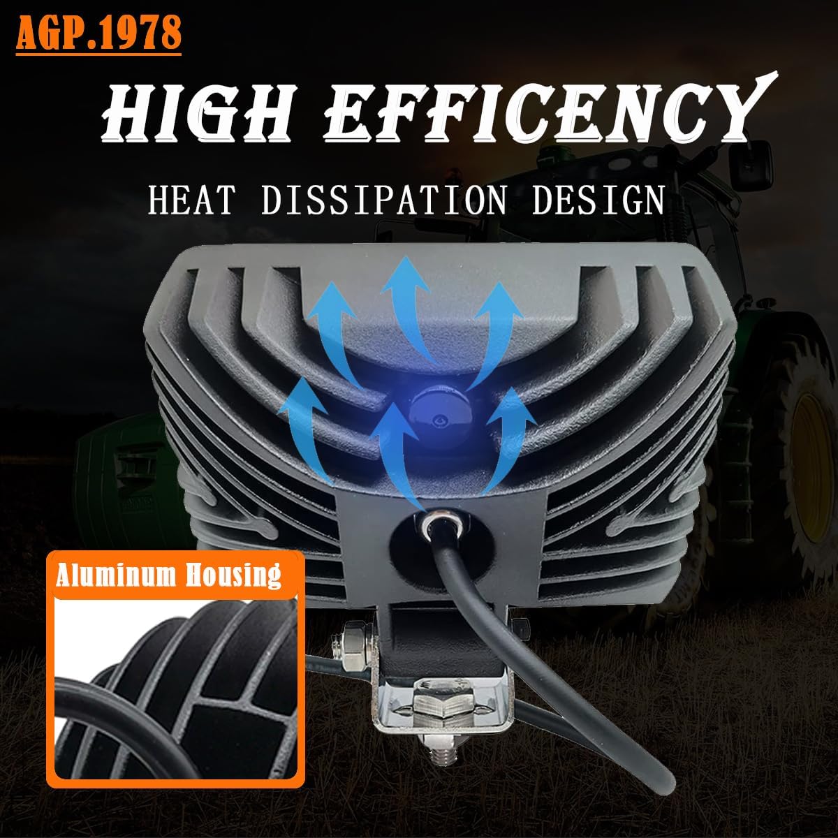 40W LED Work Light Flood Tractor Lamp LED Headlight 12V DC Flood Off-Road Light Compatible With John Deere AT208435, AT226338, AT208435, AN272464