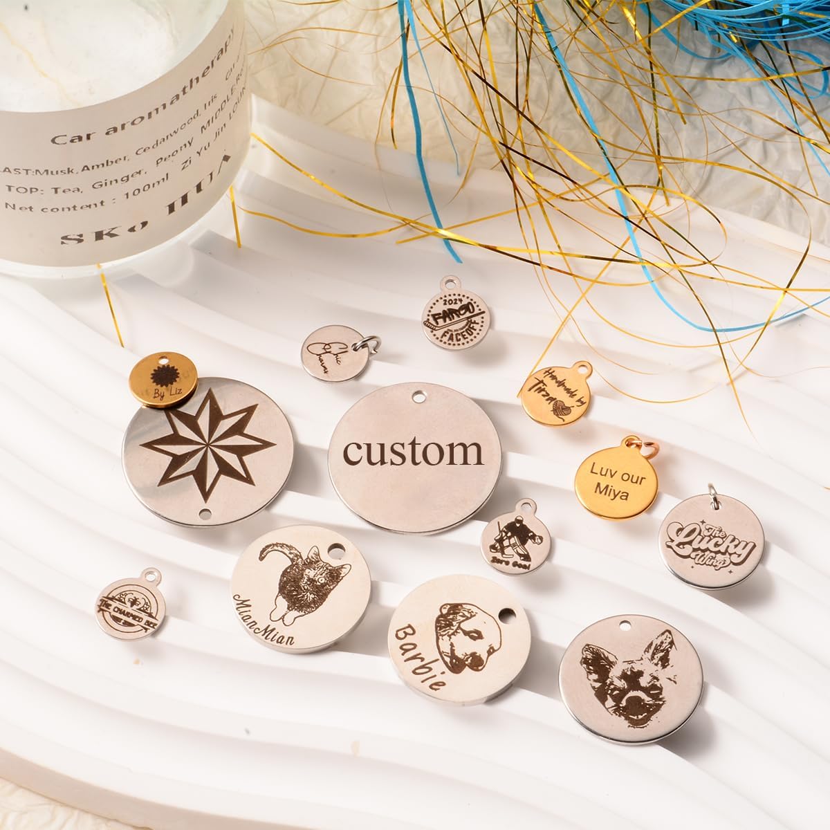 20Pcs Personalized Round Engraving Logo/Text Pendants Stamping Tag Charms, Stainless Steel Bracelet Necklace Earring DIY Jewelry Making, Diameter 10mm/12mm/15mm/20mm/25mm - Image 2