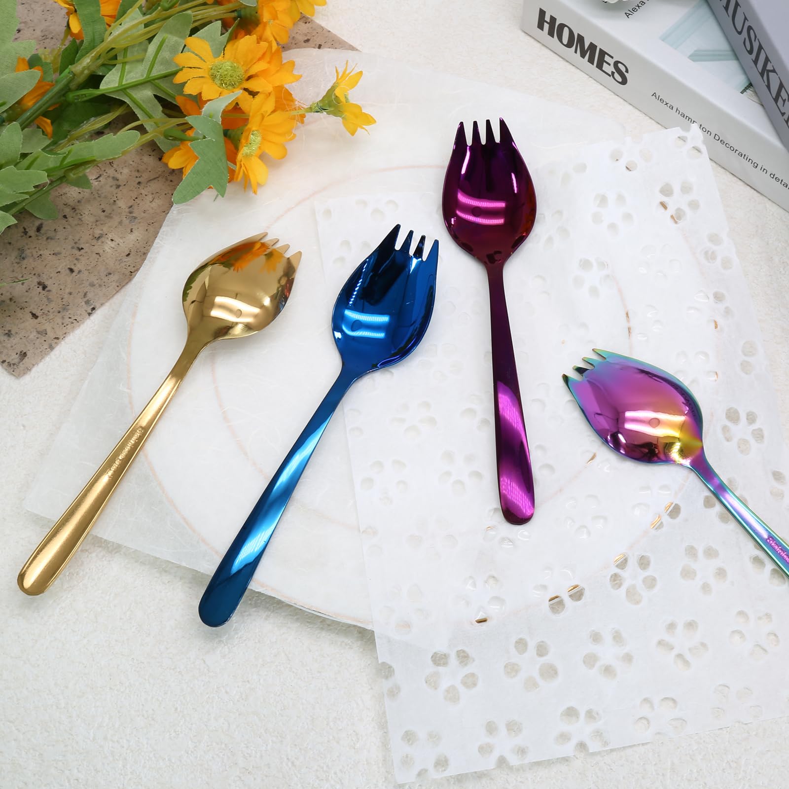4 Pack Colorful Stainless Steel Sporks, 5.9 Inch — Amazon image 5