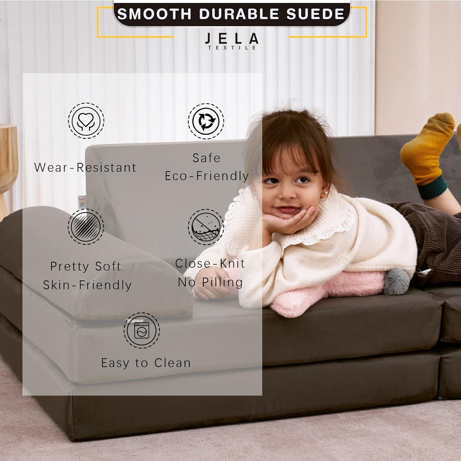 jela Kinder Spielsofa, Kindersofa aus Schaumstoff Bausteine Kindercouch Kindersofa Fancy Spielsofa einen aufregenden Indoor-Spielplatz für das Kinderzimmer (Dark Grey)