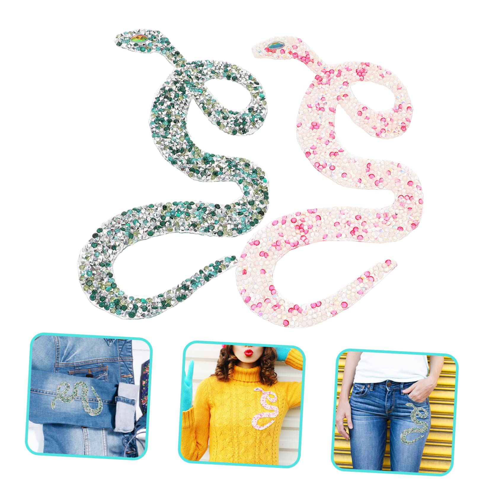 HOODANCOS 20 Pz patch di strass serpente vestiti di paillettes finiture in tessuto serpente toppe per giubbotti toppe per maglioni arredamento a forma di serpente per borsa