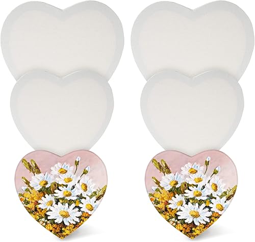 6 tableros de pintura en lienzo, paneles de dibujo en lienzo en forma de corazón, marcos de manualidades de arte, tableros de lienzo estirados para