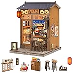 Fsolis Japanese Book Nook Kit - DIY Miniature Scene House Kit, 3D Puzzles for Adults Japan Noodle Shop Tiny House Booknook Craft Bookshelf Decor, Gifts for Women Model Lovers (Morita-Ya Ramen)
