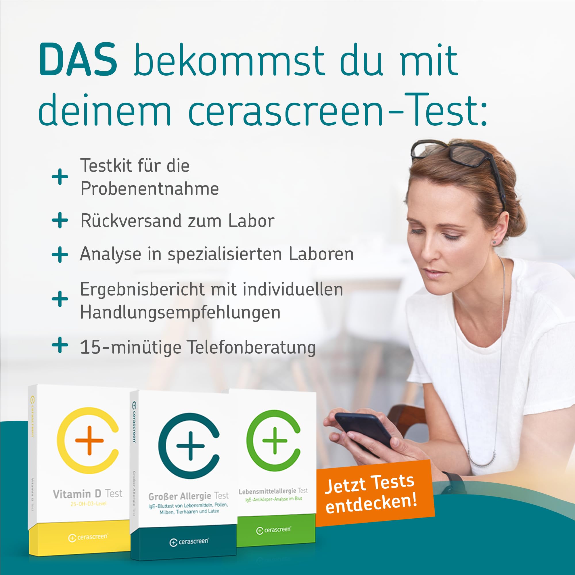 Großer Allergie Test von CERASCREEN - Umfangreiche Laboruntersuchung von 61 Allergenen wie Lebensmittel, Pollen und Katzen | Testkit für zu Hause | IgE-Antikörper | Detaillierter Ergebnisbericht