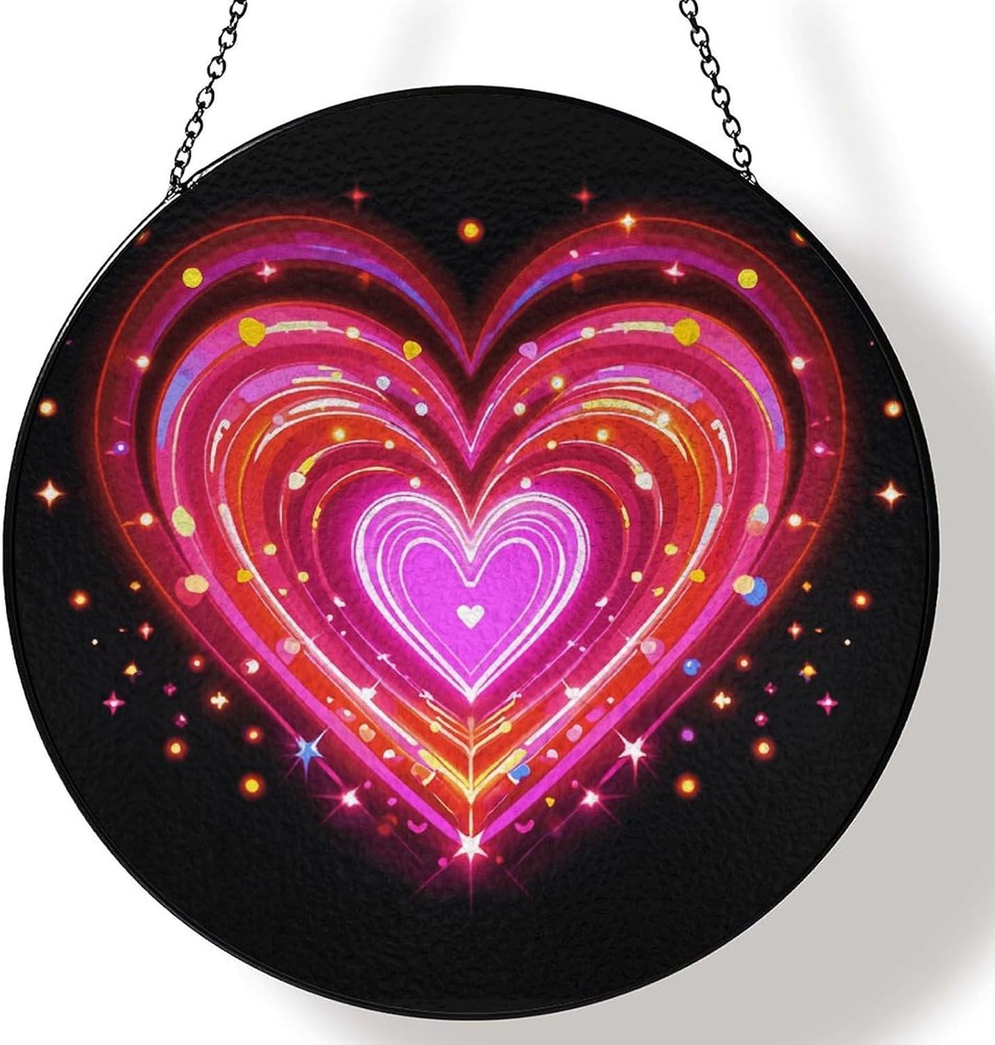 Stained Glass Hanging Sign Suncatcher, Illuminated Heart