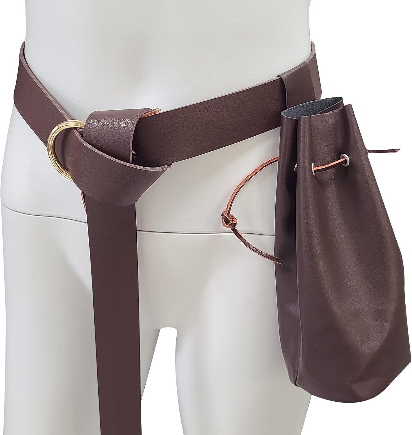 MYAYD PU Leather Medieval belt bag drawstring bag coin purse handmade for Men Women