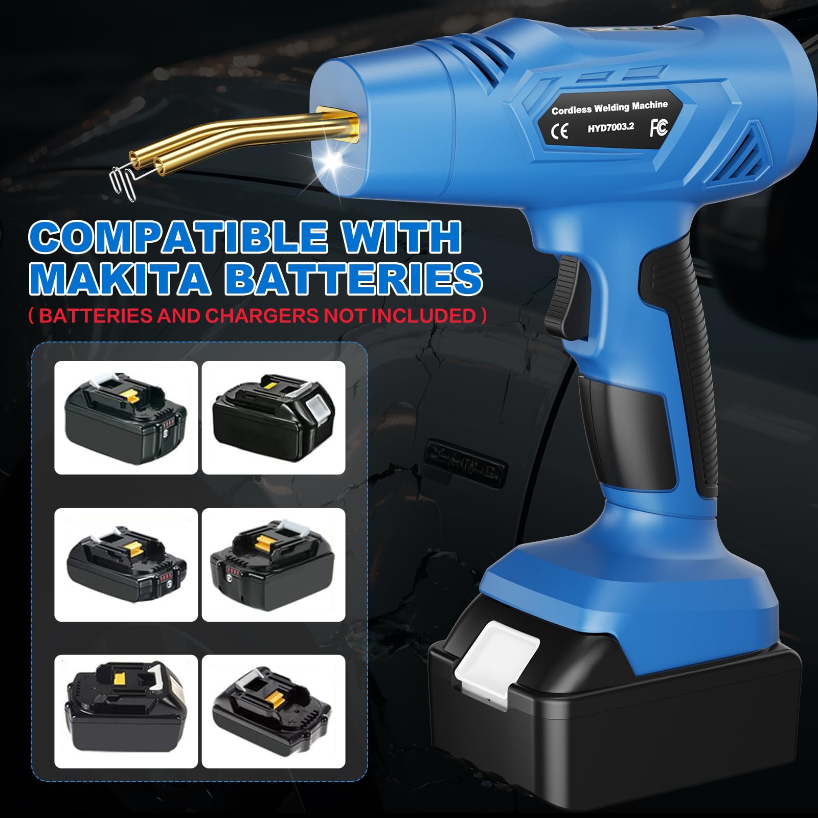 Kunststoff Schweißgerät für makita 18V Akku (Keine Batterie), Kabellos Tragbare Auto Stoßstange Reparaturset mit 200PCS 4 Typen Hot Hefter